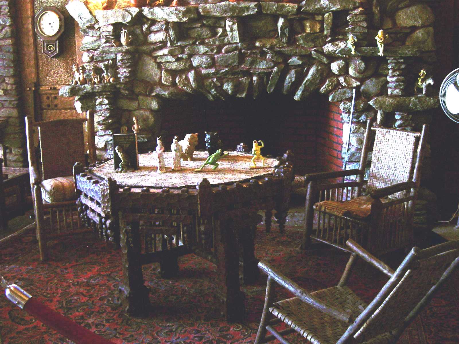 Table by fireplace in main room