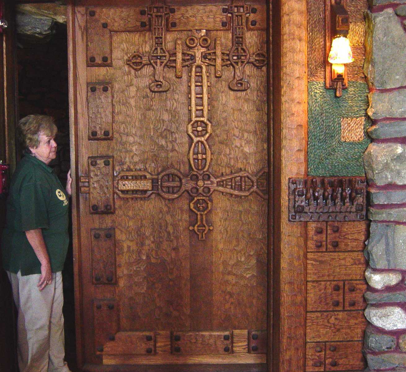 Sliding door in the main room, wooden light switches