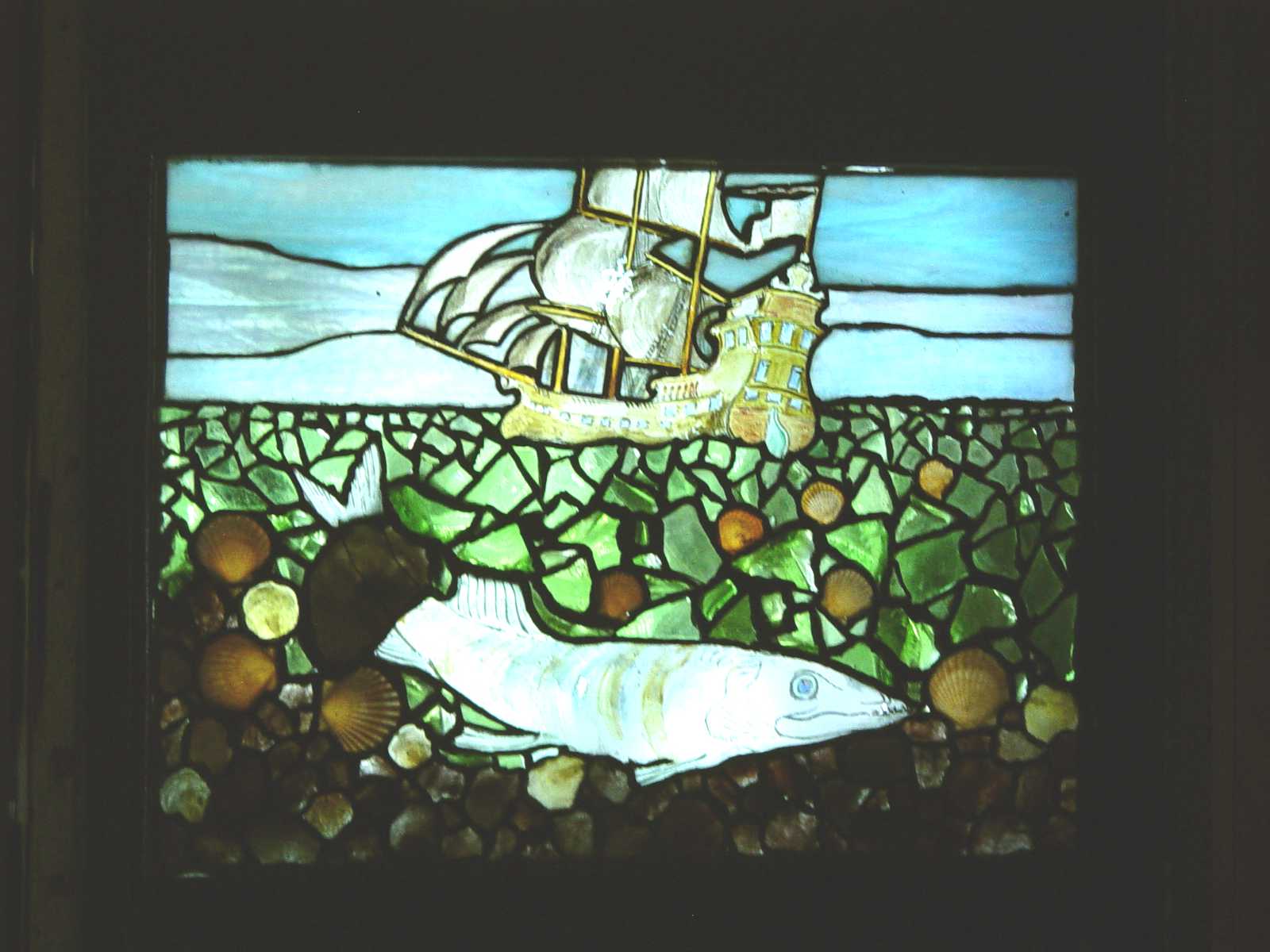 Stained glass from his boat 'Aunt Polly'