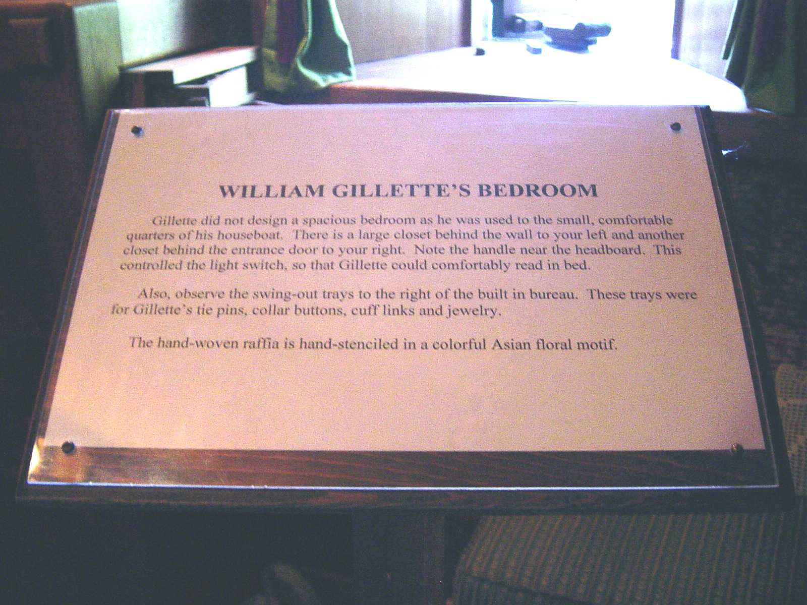 Sign for Gillette's bedroom